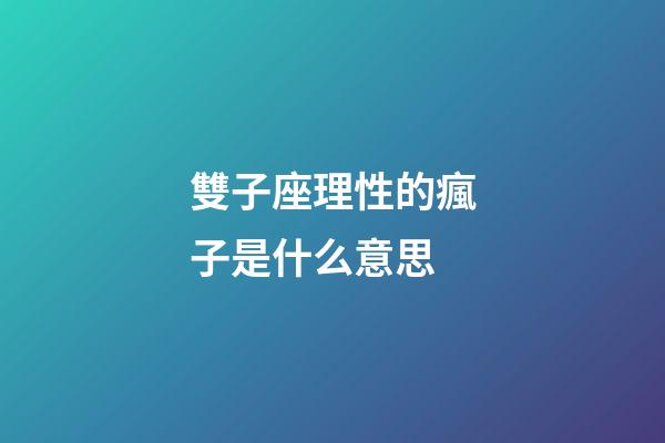 雙子座理性的瘋子是什么意思-第1張-星座運勢-玄機派