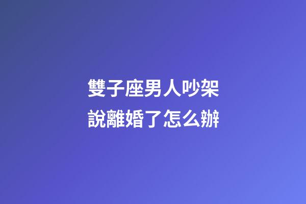 雙子座男人吵架說離婚了怎么辦-第1張-星座運勢-玄機派