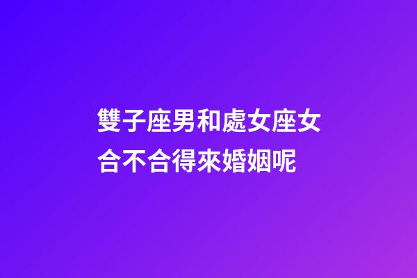 雙子座男和處女座女合不合得來婚姻呢-第1張-星座運勢-玄機派