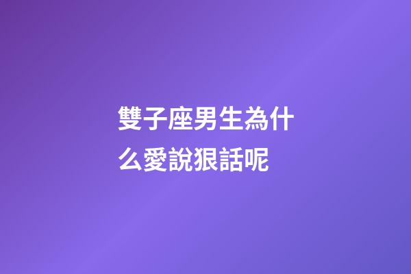 雙子座男生為什么愛說狠話呢-第1張-星座運勢-玄機派