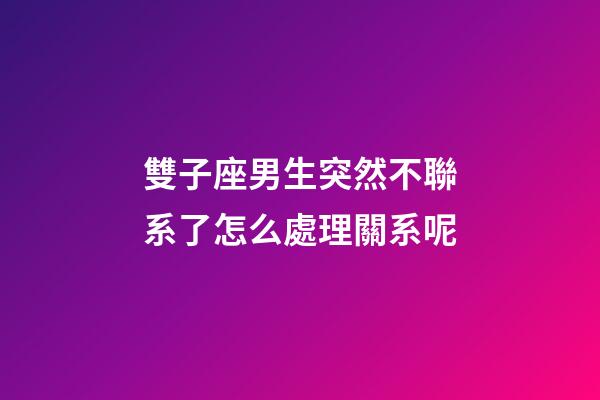 雙子座男生突然不聯系了怎么處理關系呢-第1張-星座運勢-玄機派