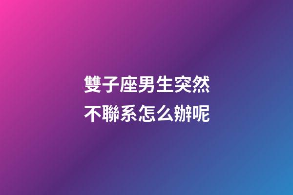 雙子座男生突然不聯系怎么辦呢-第1張-星座運勢-玄機派