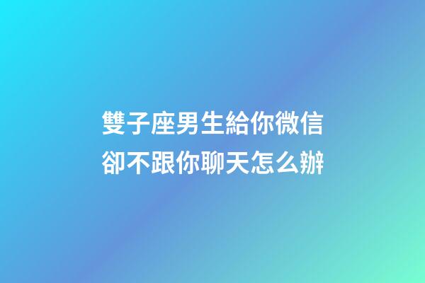 雙子座男生給你微信卻不跟你聊天怎么辦-第1張-星座運勢-玄機派