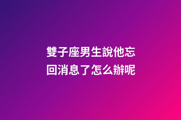 雙子座男生說他忘回消息了怎么辦呢-第1張-星座運勢-玄機派