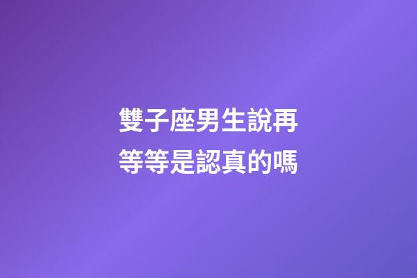 雙子座男生說再等等是認真的嗎-第1張-星座運勢-玄機派