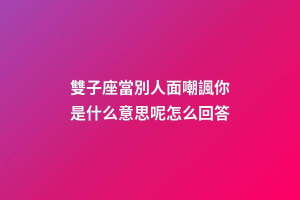 雙子座當別人面嘲諷你是什么意思呢怎么回答-第1張-星座運勢-玄機派