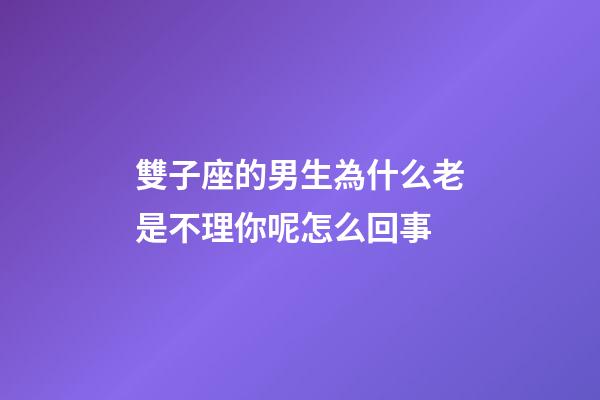 雙子座的男生為什么老是不理你呢怎么回事-第1張-星座運勢-玄機派