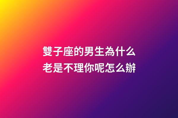 雙子座的男生為什么老是不理你呢怎么辦-第1張-星座運(yùn)勢-玄機(jī)派