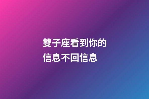 雙子座看到你的信息不回信息-第1張-星座運勢-玄機派