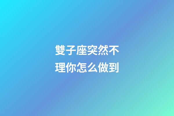 雙子座突然不理你怎么做到-第1張-星座運勢-玄機派