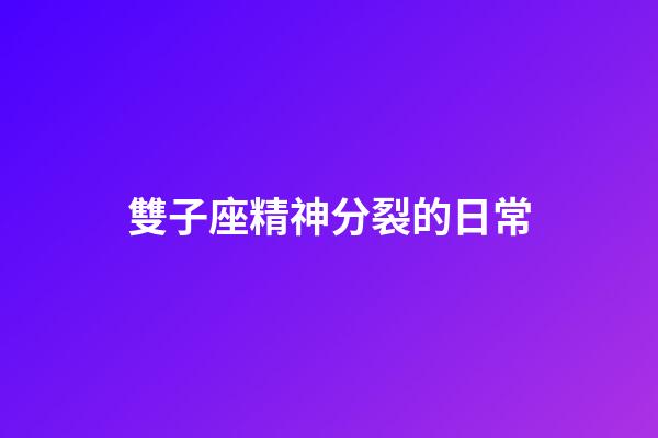 雙子座精神分裂的日常