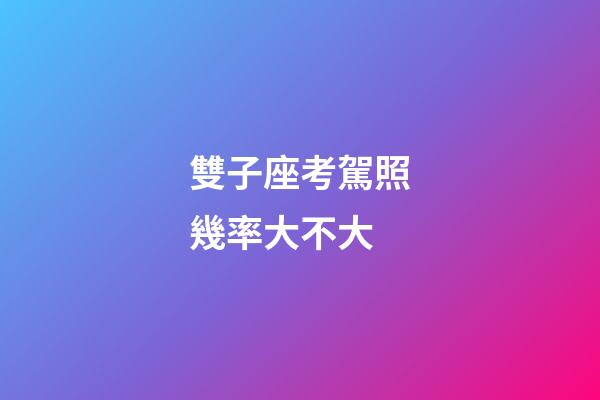 雙子座考駕照幾率大不大-第1張-星座運勢-玄機派