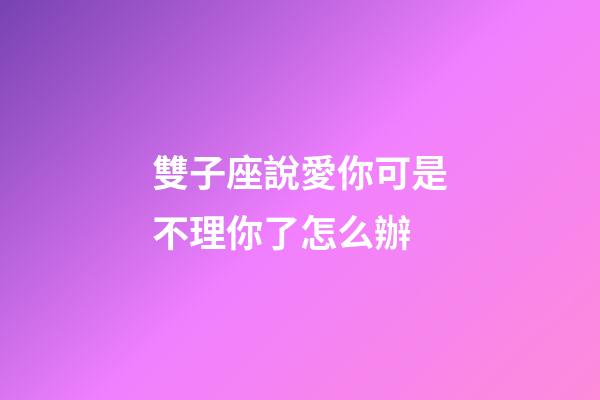 雙子座說愛你可是不理你了怎么辦-第1張-星座運勢-玄機派
