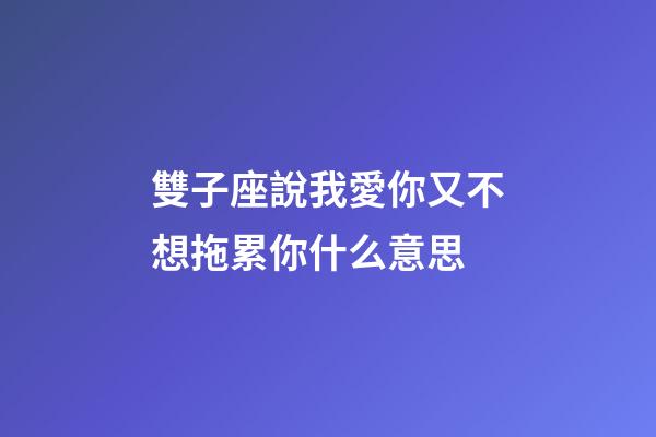 雙子座說我愛你又不想拖累你什么意思-第1張-星座運勢-玄機派
