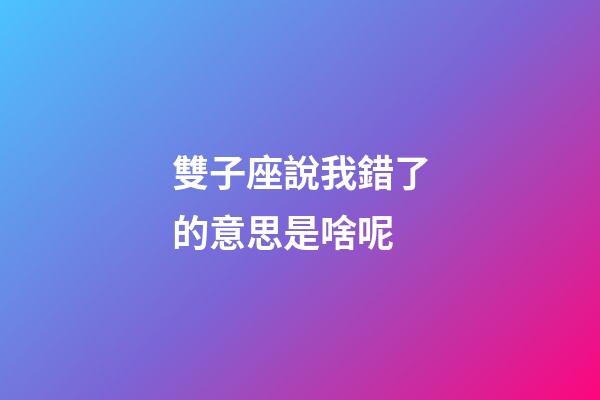 雙子座說我錯了的意思是啥呢-第1張-星座運勢-玄機派