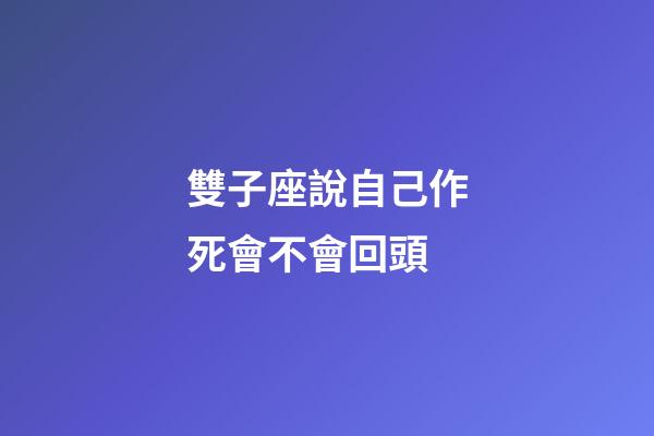雙子座說自己作死會不會回頭-第1張-星座運勢-玄機派