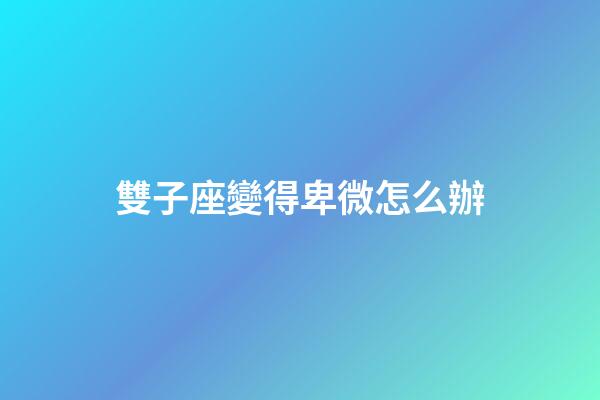 雙子座變得卑微怎么辦-第1張-星座運勢-玄機派