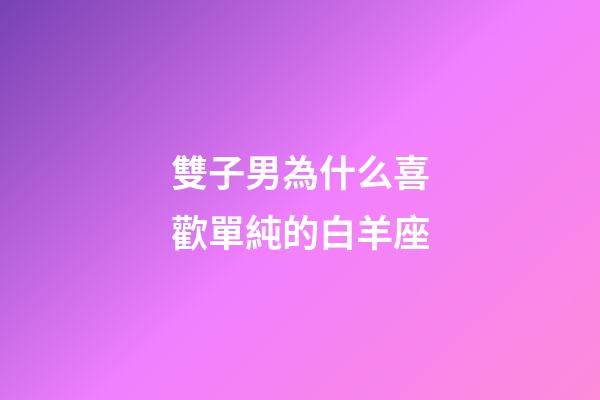 雙子男為什么喜歡單純的白羊座-第1張-星座運勢-玄機派