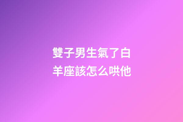 雙子男生氣了白羊座該怎么哄他-第1張-星座運勢-玄機派