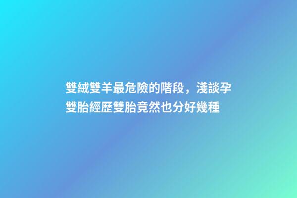 雙絨雙羊最危險的階段，淺談孕雙胎經歷雙胎竟然也分好幾種-第1張-觀點-玄機派