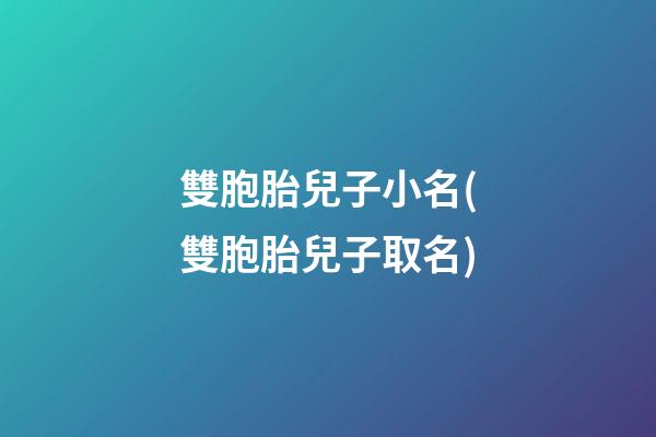 雙胞胎兒子小名(雙胞胎兒子取名)