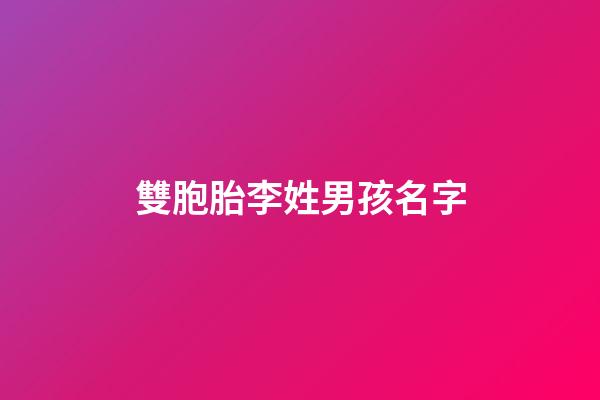 雙胞胎李姓男孩名字(雙胞胎男孩姓李取什么名字好)-第1張-男孩起名-玄機派