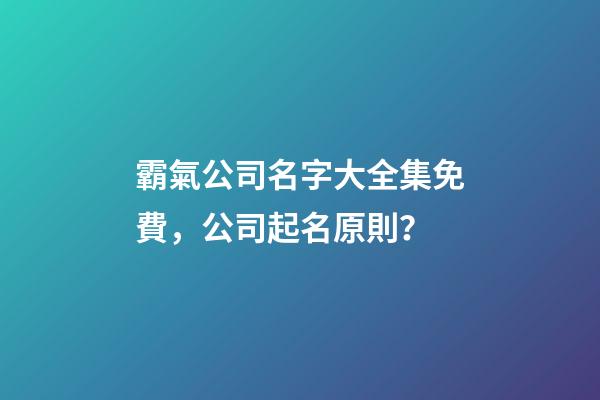 霸氣公司名字大全集免費，公司起名原則？