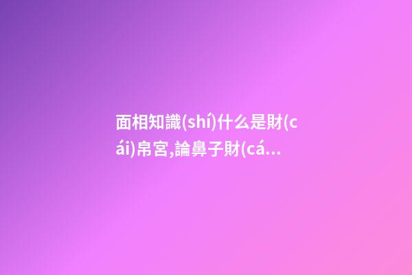 面相知識(shí)什么是財(cái)帛宮,論鼻子財(cái)富