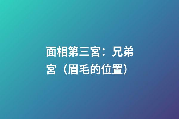 面相第三宮：兄弟宮（眉毛的位置）