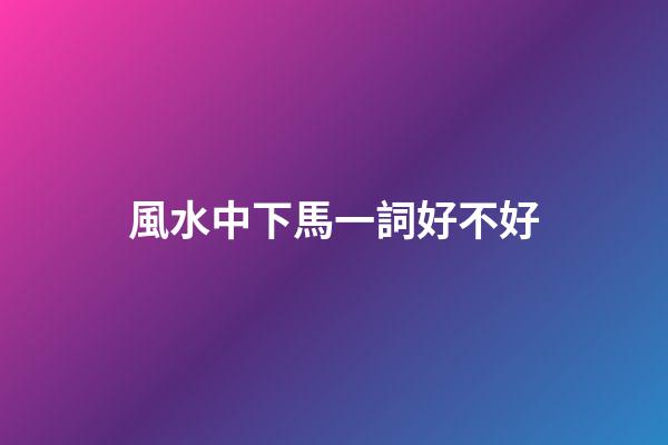 風水中下馬一詞好不好