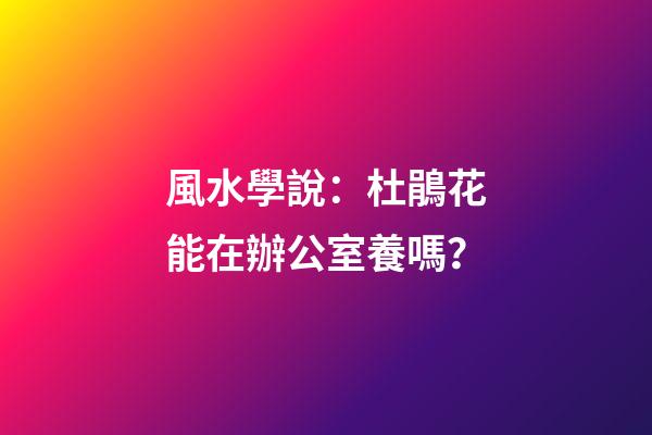 風水學說：杜鵑花能在辦公室養嗎？