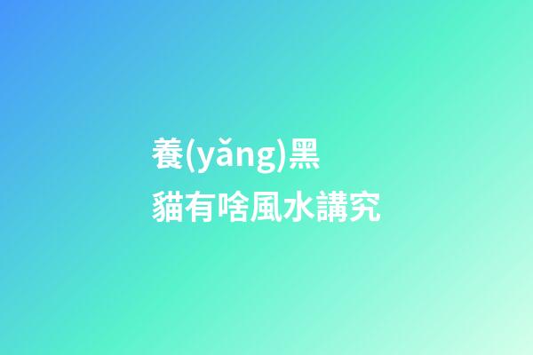 養(yǎng)黑貓有啥風水講究