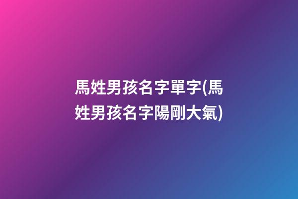馬姓男孩名字單字(馬姓男孩名字陽剛大氣)
