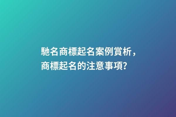 馳名商標起名案例賞析，商標起名的注意事項？