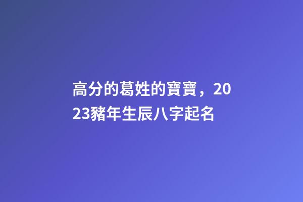 高分的葛姓的寶寶，2023豬年生辰八字起名