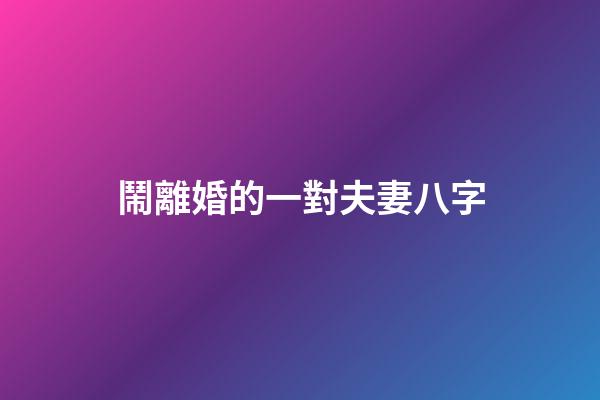 鬧離婚的一對夫妻八字