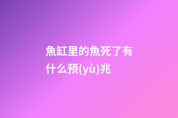 魚缸里的魚死了有什么預(yù)兆