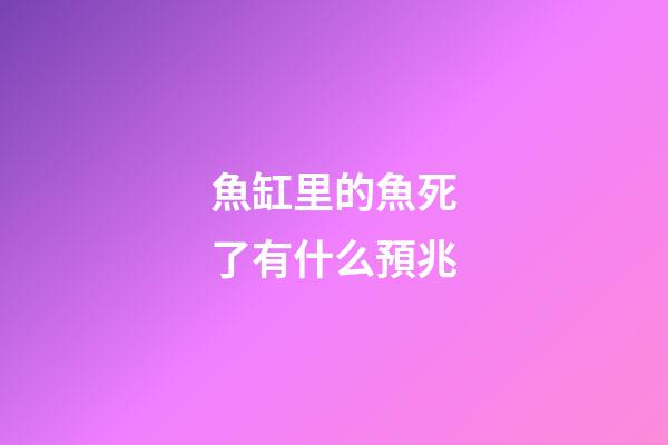 魚缸里的魚死了有什么預兆