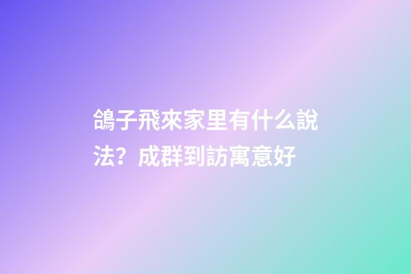 鴿子飛來家里有什么說法？成群到訪寓意好