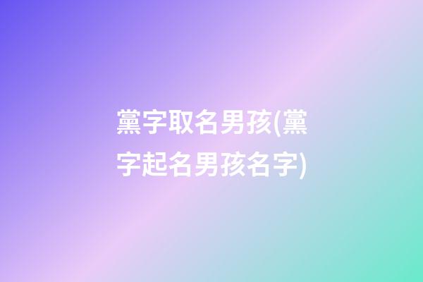 黨字取名男孩(黨字起名男孩名字)