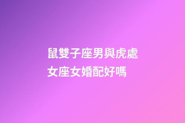 鼠雙子座男與虎處女座女婚配好嗎-第1張-星座運勢-玄機派