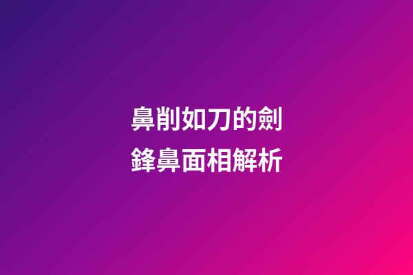 鼻削如刀的劍鋒鼻面相解析