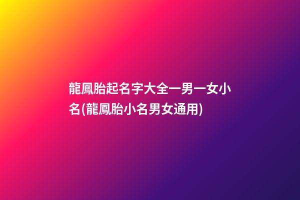 龍鳳胎起名字大全一男一女小名(龍鳳胎小名男女通用)